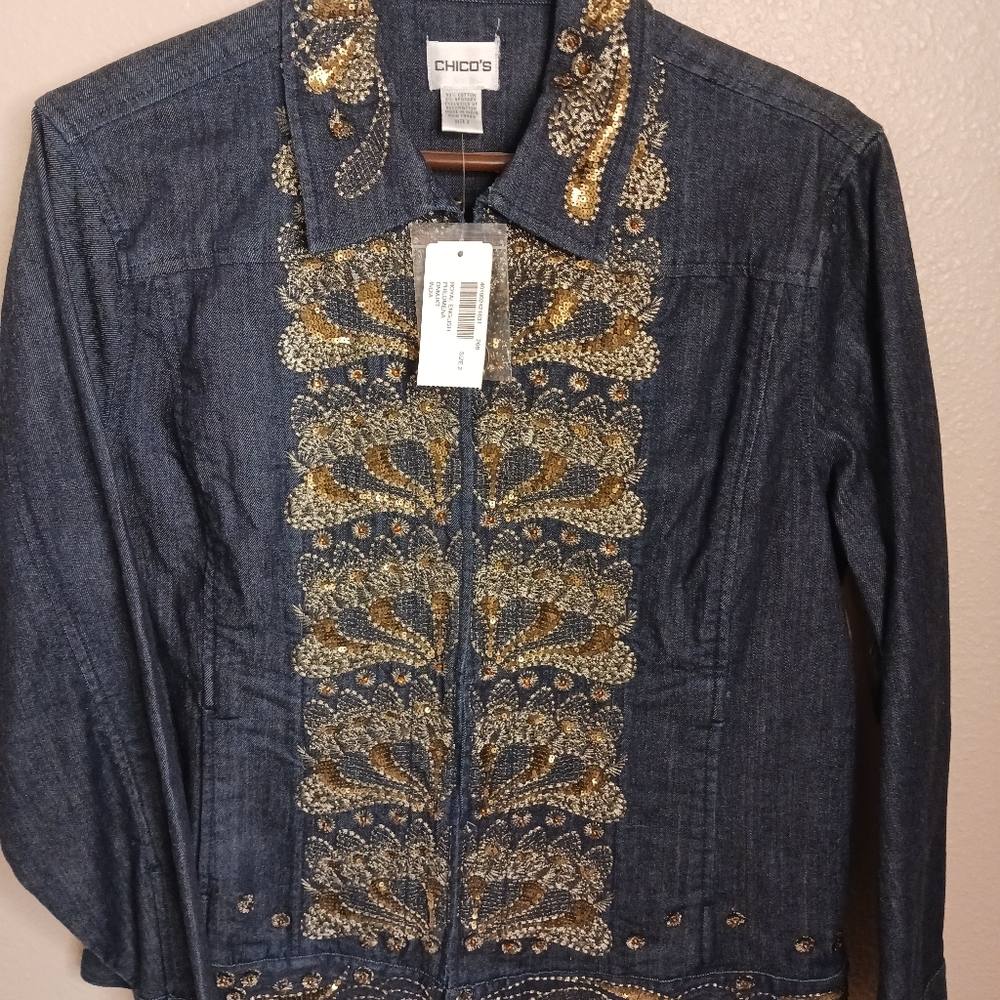 Chico's Royal English Denim Jacket, size 2